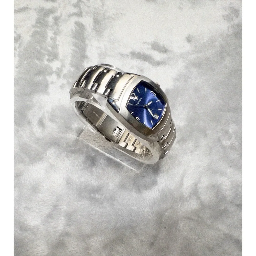 Vtg Fossil Arkitekt FS 2940 Blue Dial Silver Band 50 ATM